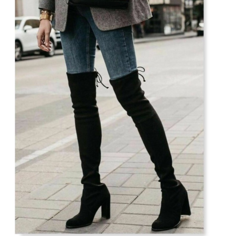 NWT Stuart Weitzman Black Suede OTN Boots